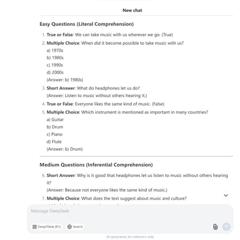Reading comprehension questions from Qwen