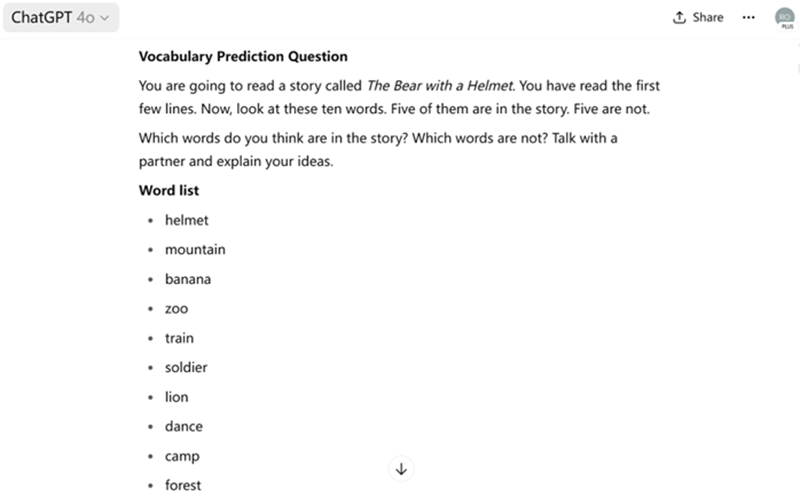Vocabulary Prediction Question